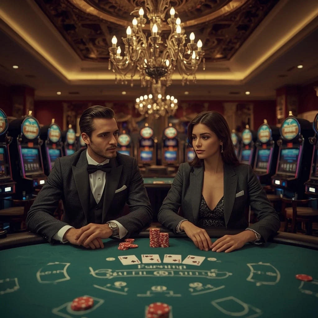 Two poker players at Sloty Casino